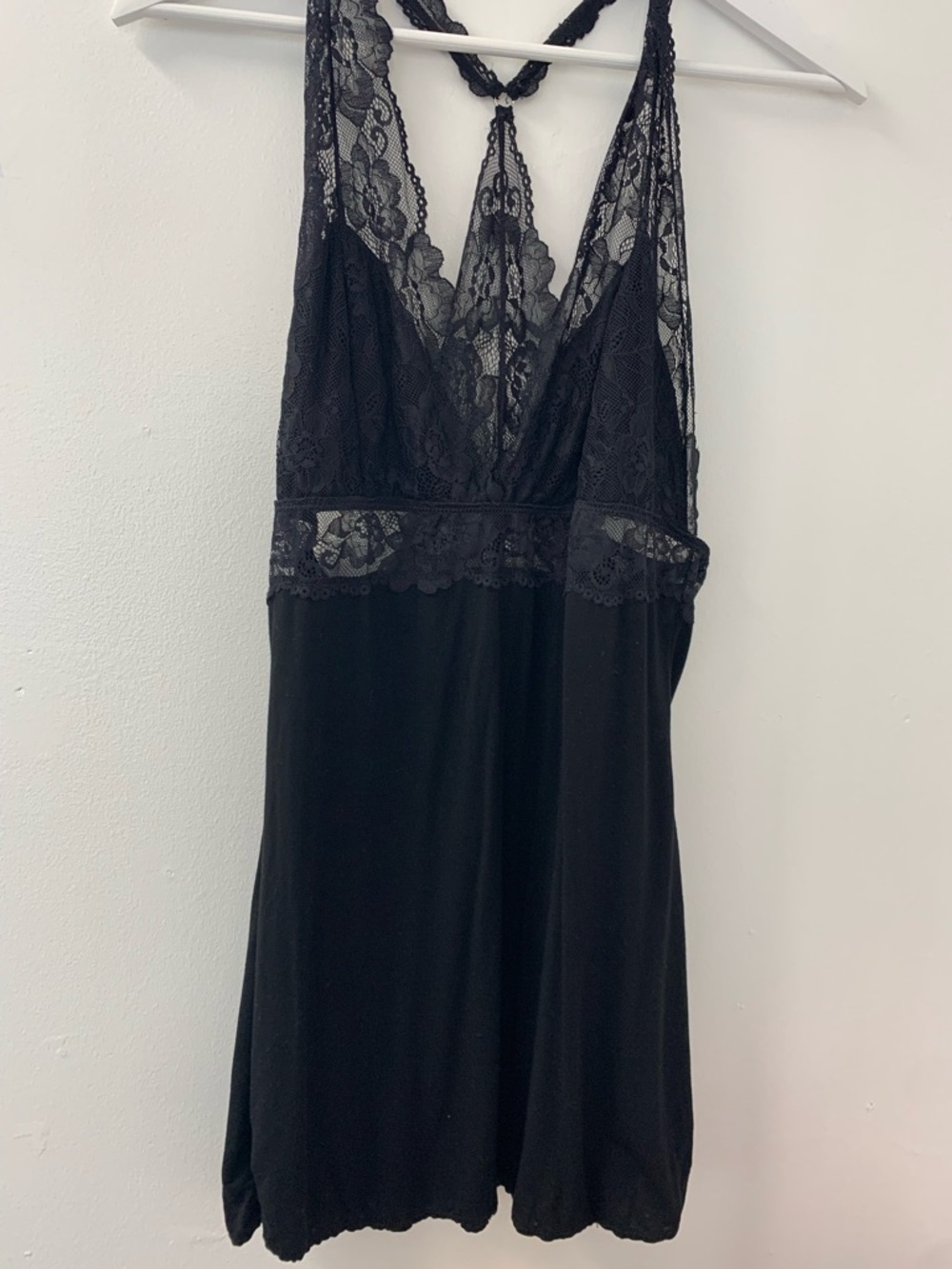 Black Lace-Trim Chemise Nightdress - Women Intimates
